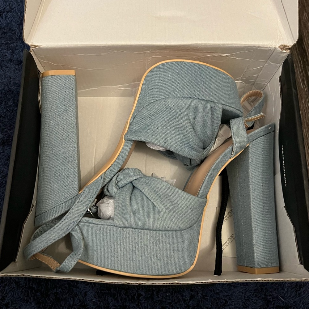 Denim heels